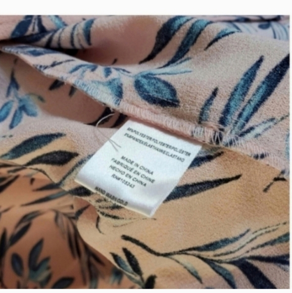 Bobeau Pink Floral Short Sleeve Blue Leaf Wrap Dress Extra Large - Picture 2 of 7